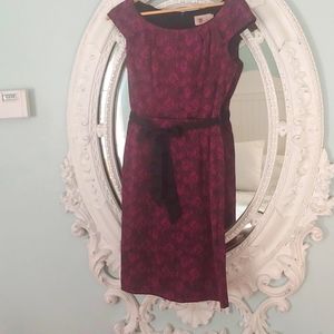 Purple lace look dress with cute black bow size 4